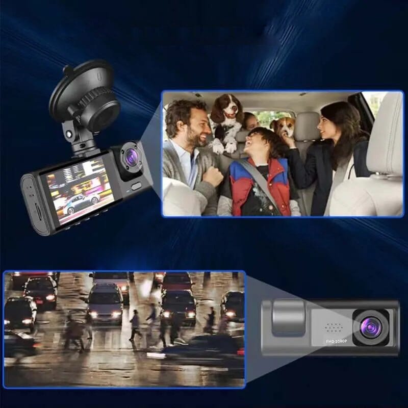 DriveEye – Câmera Veicular com 3 Lentes – Segurança Total e Gravação Completa do Trânsito